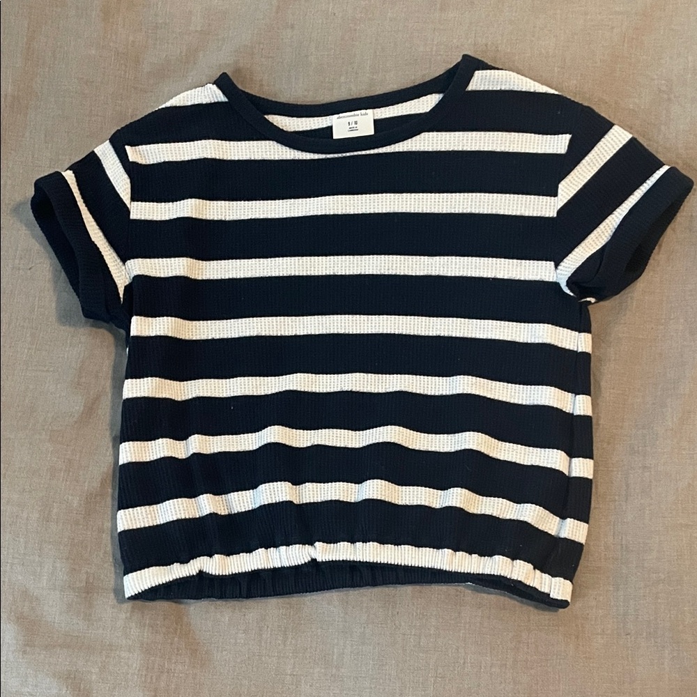abercrombie kids Navy & White Striped Short Sleeve Tee